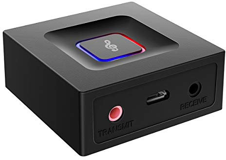 Kaysuda Bluetooth 5.0 Ricevitore Trasmettitore Adattatore HiFi 2-in-1 3.5mm Wireless Audio Adapter Bassa Latenza per Altoparlanti Auricolari Ingresso MP3 MP4 iPhone TV/Home Stereo Sistema