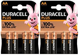8X Duracell AA Plus Alcalina (2 Blister Da 4 Batterie) 8 Pile Stilo