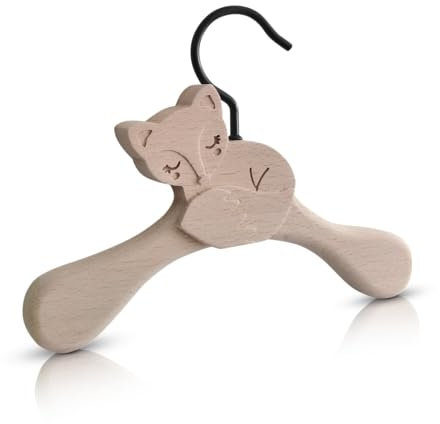 Coffelli Holz Kinderkleiderbügel mit Tier-Motiv (18 cm, mit einem Fuchs) Kinder & Baby Kleiderbügel für Kinderkleidung - Kind Kleiderhaken für Kleiderschrank & Garderobe - Kinderbügel & Babybügel