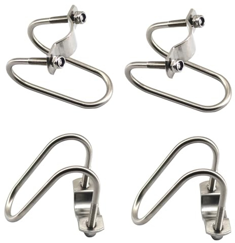 CYCOOPE Cross Pipe Clamp Stainless Steel U-Shaped Cross Tube Buckle 32mmx32mm (1.26in), Crossover Pipe Clip Cross Grid Pipe Connector Clamps for Greenhouse Farm Nursery Fence Scaffolding 4 Pack (M8)