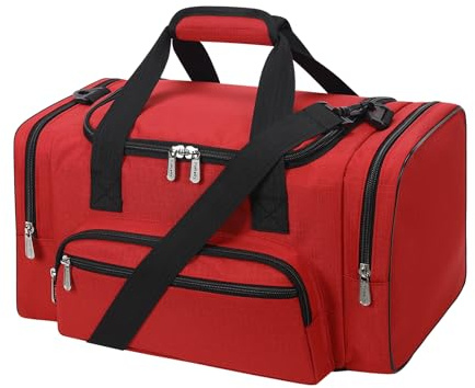 ZZY Small Sports Duffle Bag, 25L Gym Bag, Carry On Holdall for Weekender Travel (Red, 25L)