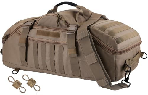 EASY BW 55L Large Travel Gym Duffle Bag Military Tactical Backpack, Army Pack 3 Day Bug Out Bag Rucksack for Outdoor Sport Hiking Camping with Molle System, Coyote
