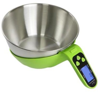 FLCPJGV Báscula de Cocina para Alimentos, báscula de Cocina Digital de Acero Inoxidable Resistente al Agua con Recipiente y Taza medidora, Multiusos, para, Verde