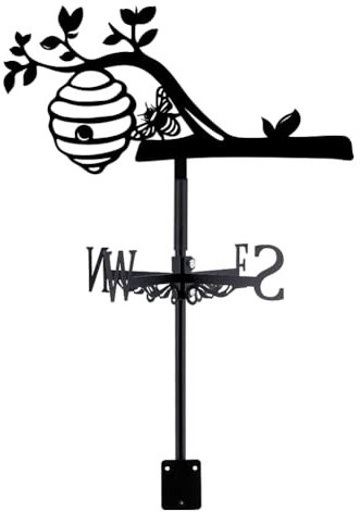 SUPERDANT Girouette de Jardin Exterieur en Nid d'abeille en Forme d'abeille Girouettes en Métal Noir Girouette en Forme d'animal Girouette Ornement Deco Jardin Exterieur