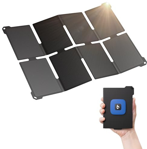 [Tamaño de Bolsillo] BigBlue Mini Cargador Solar Portátil de 25W, Panel Solar Plegable con USB-A/USB-C, Resistente al Agua IP68 para Exteriores, Compatible con Teléfonos Móviles, Tabletas, Power Bank