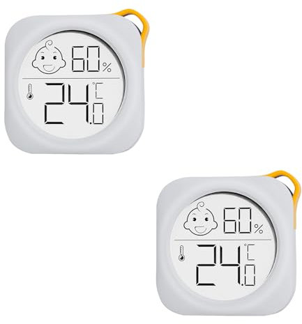 2 Stück - OPPERD Hygrometer & Raumthermometer - Kleiner Digitaler Luftfeuchtigkeitsmesser mit Präzisem Thermometer innen, Praktischer Feuchtigkeitsmesser für Schlafzimmer, Kinderzimmer, Wohnzimmer