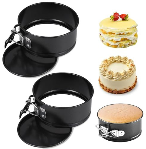 PONGH 2 Stück Kleine Kuchenform Rund Tortenform 4 Zoll Springform Klein mit Flachboden Mini Backform Kleine springform mit Antihaftbeschichtung für Kuchen Backen