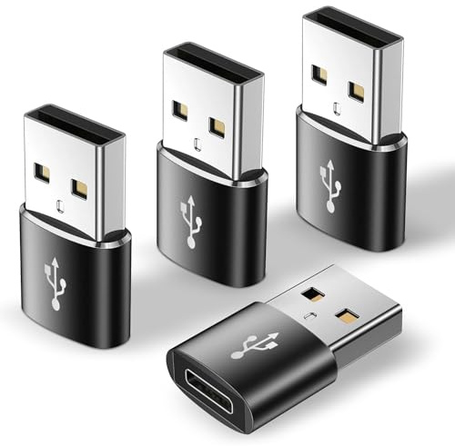 GOLDYIPE USB C to USB Adapter, USB to Type C Adapter 4Pack, Type C Female to A Male Charger Cable Converter Compatible with Mbook, Notebook, Tablet, Smartphone, Airpods,Galaxy S23 S24 A34 (Black)