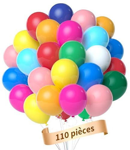 Elalove 110 palloncini in lattice 27 cm – kit multicolore per compleanno, matrimonio, baby shower, decorazione per feste, compatibile elio, 11 colori