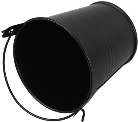 DEARMAMY Secchio per Grasso in Metallo Nero 7,7x7,5x5,6 Cm per Barbecue all’Aperto, Contenitore Riutilizzabile per Olio e Raccolta Grasso da Griglia, Accessorio Compatto per Picnic e
