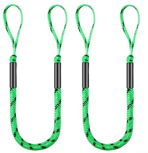 Cuerda de muelle de barco con alta resistencia a la tracción de hasta 2300 libras de fuerza para amarre seguro para kayaks y barcos pequeños (2 piezas negras)