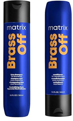 Matrix Total Results Brass Off Blue Shampoo 300ml & Conditioner 300ml Duo for Lightened Brunette Hair