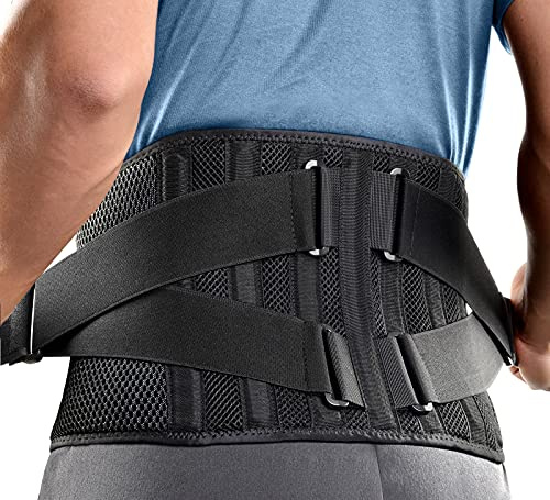 FREETOO Fascia Lombare Supporto Schiena,Regolazione della Fascia Schiena Con 7 Stays,Allevia il Dolore Dlla Vita Fascia Lombare Posturale,Supporto Lombare Per La Scoliosi Sciatica,L(Vita 110-135 CM)