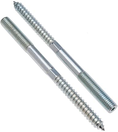 M10x140mm Hanger Bolts, Double Ended Dowel Screws, Wood Screws, Wall Fixing, Zinc Plated Headless Fastener with Hexagon Bit for Wrench, Machine Metric Bolt and Lag Threaded Wood Screw (5 Pack)