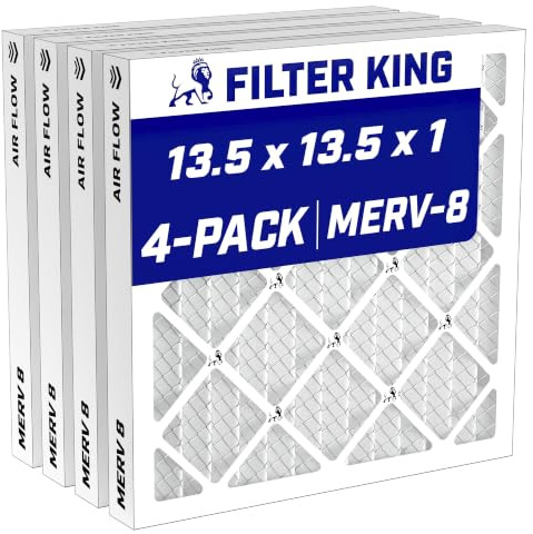 Filter King 13,5 x 13,5 x 1 luftfilter | 4-pack | MERV 8 HVAC veckad AC ugnsfilter