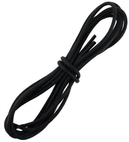 Les Lacets Français - Lacets ronds et fins - PRESTIGE - Glacé et tressé sur métier bois de 1850-75cm - 100% coton - Couleur : Noir - FABRIQUE EN FRANCE Entreprise Patrimoine Vivant