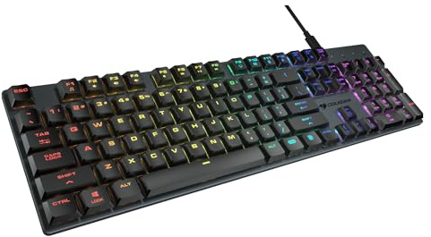 COUGAR Gaming - Clavier Gaming LUXLIM Mécanique RGB Red Switch ALU Noir - Commutateurs optiques-mécaniques - Epaisseur de 20 mm - Cadre en Aluminium CNC - Design Ergonomique - AZERTY