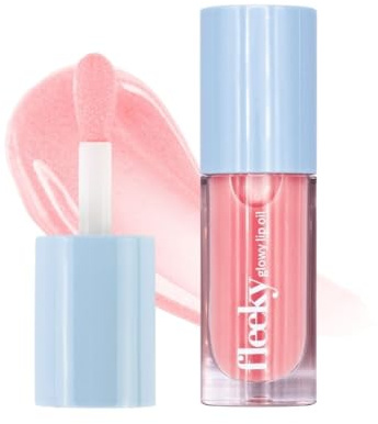 Fleeky Glowy Lip Oil – Huile à lèvres naturelle et nourrissante – Soin des lèvres pour toute la journée – Léger et non collant – Rose melon, rose pêche, rouge (rose pêche)
