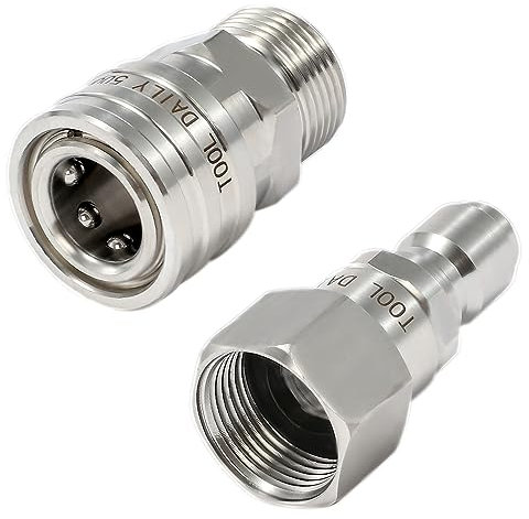 Tool Daily Set di adattatori per idropulitrice con rotante, M22 da 14 mm a 3/8, connessione rapida, in acciaio inox, girevole a scollegamento rapido per tubo idropulitrice, 5000 PSI