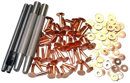 Copper Rivets and Burrs Size 9 and Size 12 Copper Rivet Fastener Install Setting Tool Hole Punch Tool Assorted Kit