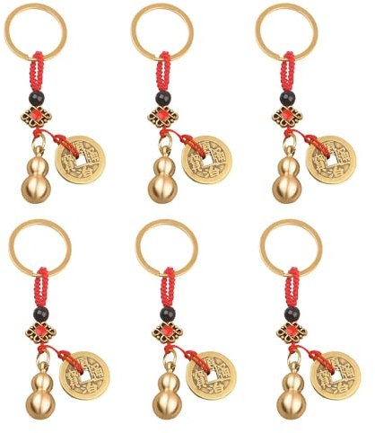 XNHIU Chinese Feng Shui Gourd Keychains Knot Lucky Coins Lucky Gourd Ornament Pendant Key Rings Good Luck Decorations for Wealth Success Symbolizes (6)