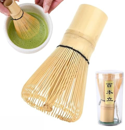 100 frusta Matcha in bambù naturale per tè in polvere Chasen Handcurled Preparazione Matcha Powder Brush Tool fo Mescolare Matcha Polvere Cerimonia del tè