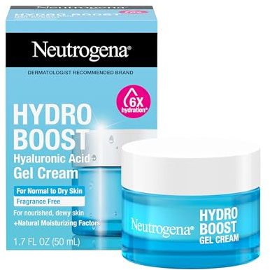 Neutrogena Hydro Boost Gel Cream, 48 Hr Hydration for Normal/Dry Skin, Fragrance Free, Face Moisturizer with Hyaluronic Acid, 1.7 oz. & Trial Size Hydro Boost Hydrating Gel Cleanser, 0.5 fl oz