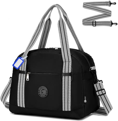 BAGZY 25L Ryanair Cabin Bags 40x30x20 Under Seat Foldable Travel Duffel Bag Nylon Travel Holdall Hand Luggage Case Waterproof Carry on Luggage Flight Bags for Weekend Sport Gym Women Men Black