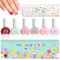 6 Farben Nagellack Set für Mädchen - Peel Off Schnelltrocknend Nagellack mit 3pcs zufällige Nagelaufkleber - Lila Blau Rot Rosa, Wasserbasiert Kinder Nail Polish Geschenke Kit (Colorful Set 03)
