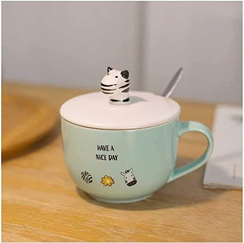 Tazas Gigantes para Desayuno, Ensaladera, Taza De Cerámica para Sopa, Recipiente Único para Sopa, Tazones para Café, Té Y Sopa, Grande De 22 Onzas con Tapa, Lindo Tazón DBlue-650ML/22OZ