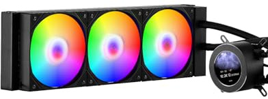 VEVOR CPU-vätskekylare, AIO-CPU-vattenkylare – 3 x 120 mm PWN-fläkt och pump, PC-vattenkylning med 5,3 cm LCD-skärm och ARGB-ljus, för Intel 115X/1366/2011/1700/1200, AMD AM4/AM5