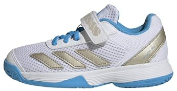 adidas Unisex - Bambini e Ragazzi Courtflash Kids Comfort Closure Tennis Shoes, Ftwr White/Cyber Met./Lucid Aquamarine, 34 EU