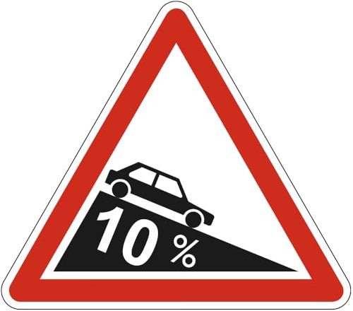 Signalétique.biz France, Panneau Danger Descente dangereuse A16 70 cm (700 mm) Signalisation Triangulaire Ecolign Panneau Sécurité Routière