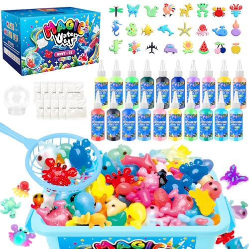 MOMSIV 20 Color Magic Water Gel Kit, Magic Aqua Elf Kit for Kids with 24 Moulds, Fairy DIY Arts & Crafts Toy for Boys and Girls Ages 5 6 7 8 Christmas Birthday Gifts
