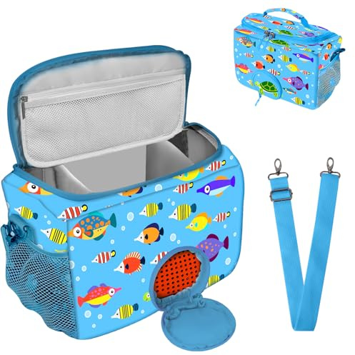 LPQKCcY Tasche for Toniebox, Transporttasche for Tonie Starter Set, Kopfhörer, Ladestation und Zubehör, Aufbewahrungstasche für Toniebox Audio Player mit verstellbarem Riemen (Blau)