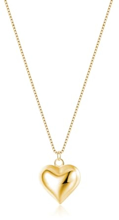 SLUYNZ 925 Sterling Silver Chunky Love Heart Choker Necklace for Women Teen Girls Simple Love Heart Pendant Necklace (B-18K GOLD)