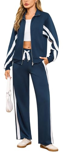 Terecey Tuta Donna Completa Sportiva Set Leggero Maniche Lunghe Linea Colore Contrasto Autunno Invernale Sportivi Casual vestibilità Ampia Invernale Abbigliamento Jogging Yoga