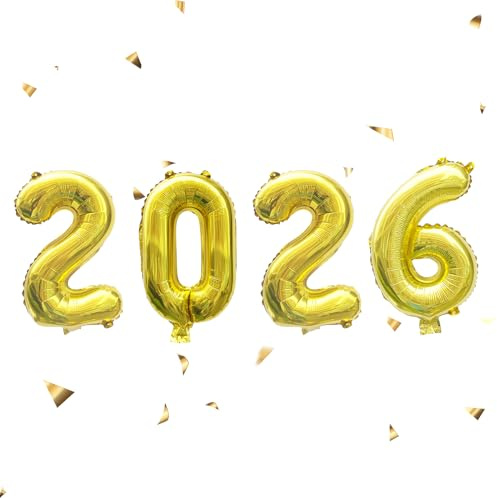 2026 Palloncino, decorazione di Capodanno, palloncini con numeri dorati, per decorazioni eve (oro)