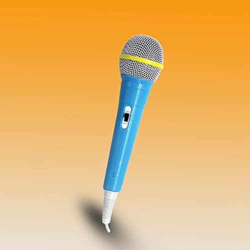 Topiky High-Sensitivity Children's Wired Microphone for Karaoke Singing Fun, Durable Plastic Kids Mic for Baby's Imagination Training, Available in Blue or Pink (Blue)