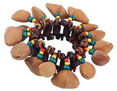 Bracciale Musicale Etnico Guscio Naturale, Campanelli Naturali, Taglia Unica, Strumento Ritmico per Accompagnare Tamburo W502