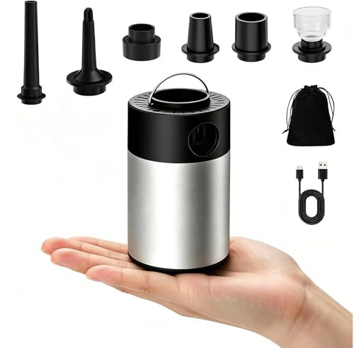 Philorn Portable Air Pump for Inflatables – 5200mAh Rechargeable Battery, 5-6 kPa Inflation/Deflation Electric Pump with 6 Air Nozzles, Suitable for Camping, Pool and Home