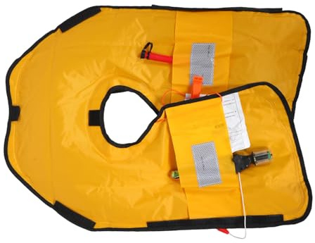 GARVALON Chaleco Salvavidas Autoinflable para Adultos Chaleco de Flotabilidad Ajustable con Bandas Reflectantes y Silbato de Emergencia Tejido Oxford Resistente Portátil para Natación