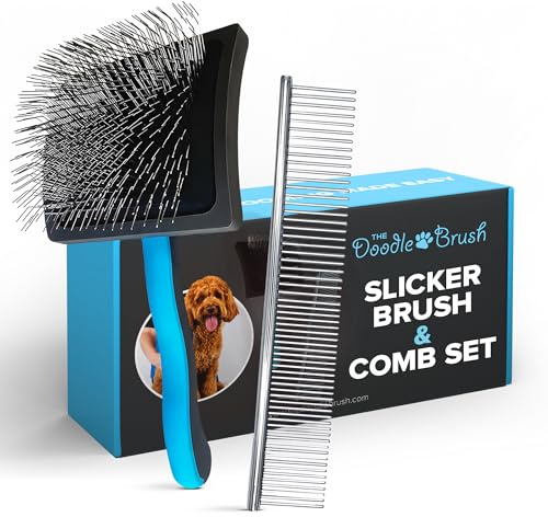 The Doodle Brush Brosse pour Chiens avec Slicker et Peigne Métallique