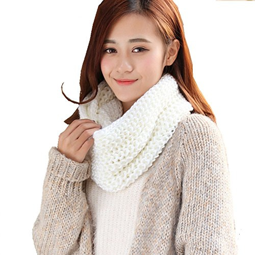 Petite Fortune Femme Écharpe Tube Tricot à Crochet Tour de Cou Chaud Classique Écharpe Cercle Joli Châle Tubulaire en Grosse Maille Pour Fille Femme Automne Hiver Merveilleux Cadeau Noël Anniversaire