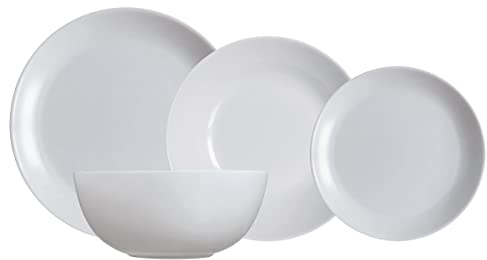 Dajar 00438 Tafelservice Hartglasgeschirr Geschirrset Tafelset Essservice Geschirr Diwali Granit 19 Tlg. Geschenk glatt stapelbar modern Glas Spülmaschinen Mikrowellen geeignet LUMINARC, grau