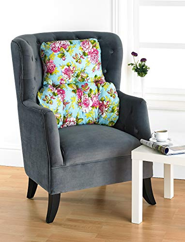 The Duvet & Pillow Company Posture Therapy Support Cushion - Hampton Floral Print - Lumbar/Back/Orthopedic Armchair Support & Pain Relief - T-Shaped - Reading, TV