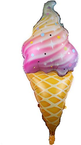 DIWULI, XXL EIS Luftballon, Eistüte Folien-Luftballon, lustiger Geburtstagsballon bunt, Eishörnchen, Folien-Ballon Geburtstag, Mädchen Junge Kindergeburtstag, Party, Feier, Dekoration, Geschenk-Deko