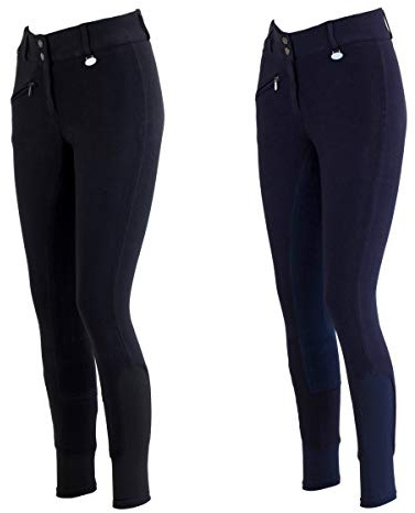 Lazura - Damen Reithose mit Vollbesatz & Hochbund ‎Comfort | Reitleggings in Nachtblau aus elastischer Baumwolle | High-Waist Vollbesatzreithose mit Tasche | Reitbekleidung | Reithose in Größe 38
