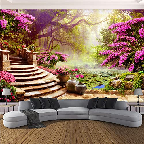 Europäischer Stil Romantische Waldlandschaft Naturtapete Fototapete Wohnzimmer Schlafzimmer Vliestapetenwandbilder,350*256Cm