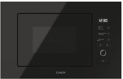 Candy MICG20GDFB Einbau-Mikrowelle I Volumen: 20 Liter I Mikrowelle: 800W, Grill: 1000W I schwarzes Glas